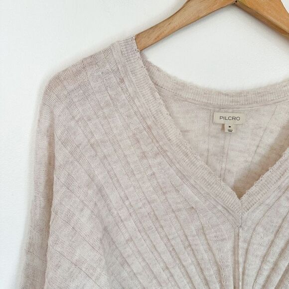 Anthropologie Pilcro Women’s V-neck Boxy Rib Ivory Lightweight Wool Blend Sweate - Picture 5 of 10